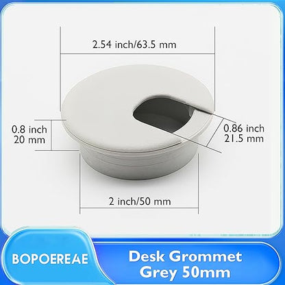 Desk Grommet 2" (50 mm), Desk Cord Hole Cover, Cable Grommet ABS Plastic, Desk Hole Grommet for Office and Home Table Cable, Detachable Cable Cord Organizer (Light Grey 2 Pcs)