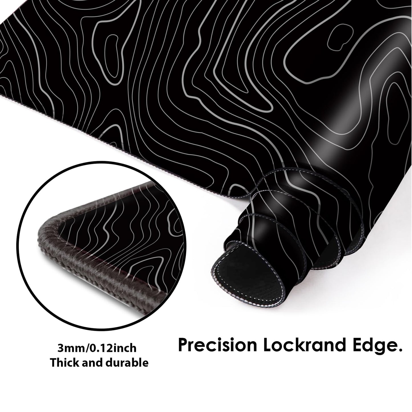Galdas Mouse Pad For Gaming,XXL XL Large Mouse Mat Long Extended MousePad Desk Mat Non-Slip Rubber Mice Pads Stitched Edges Thin (31.5 x 11.8 x 0.12 Inches) Topographic Map