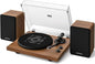 SoulBox S1 Vinyl Record Player with Stereo Speakers, Turntable with Built-in Preamp, S-Shaped Tonearm, 33/45 RPM - Walnut