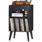Lerliuo Record Player Stand, Black Turntable Stand Holds up to 160 Albums