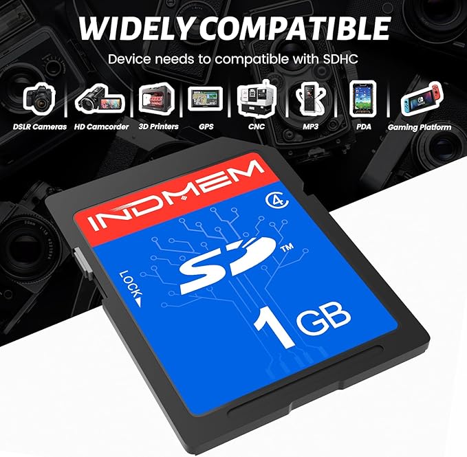 INDMEM SD Card 1GB, 10 Packs Class 4 1GB Flash Memory Card MLC Standard Secure Digital Cards Camera Card