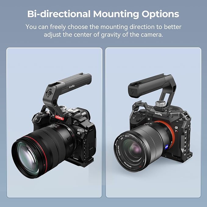 SMALLRIG Lightweight Top Handle with 3/8"-16 Locating Pins for ARRI, Tiny Camera Top Handle Only 113g, High-Strength Engineering Plastic Handle with Two Cold Shoe Mounts - 4757