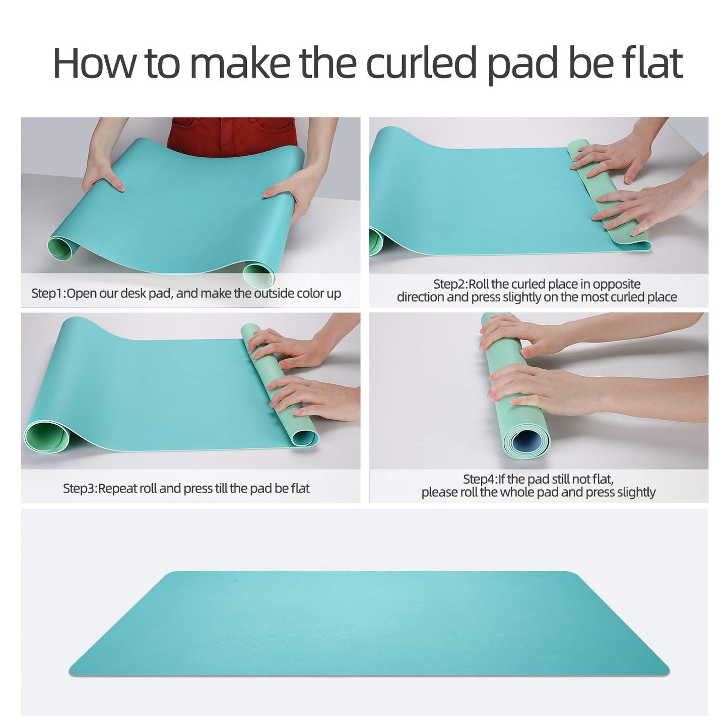 YSAGI Dual-Sided Desk Pad Protector, Desk Mat with Non-Slip - Waterproof PU Leather Office Desk Blotter for Mouse, Keyboard, Writing,35.4" x 17", Calamine Blue+Cobalt Green