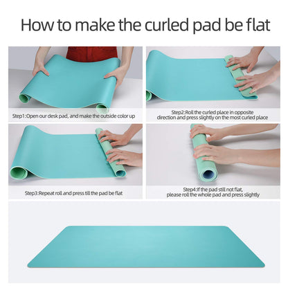 YSAGI Dual-Sided Desk Pad Protector, Desk Mat with Non-Slip - Waterproof PU Leather Office Desk Blotter for Mouse, Keyboard, Writing,35.4" x 17", Calamine Blue+Cobalt Green