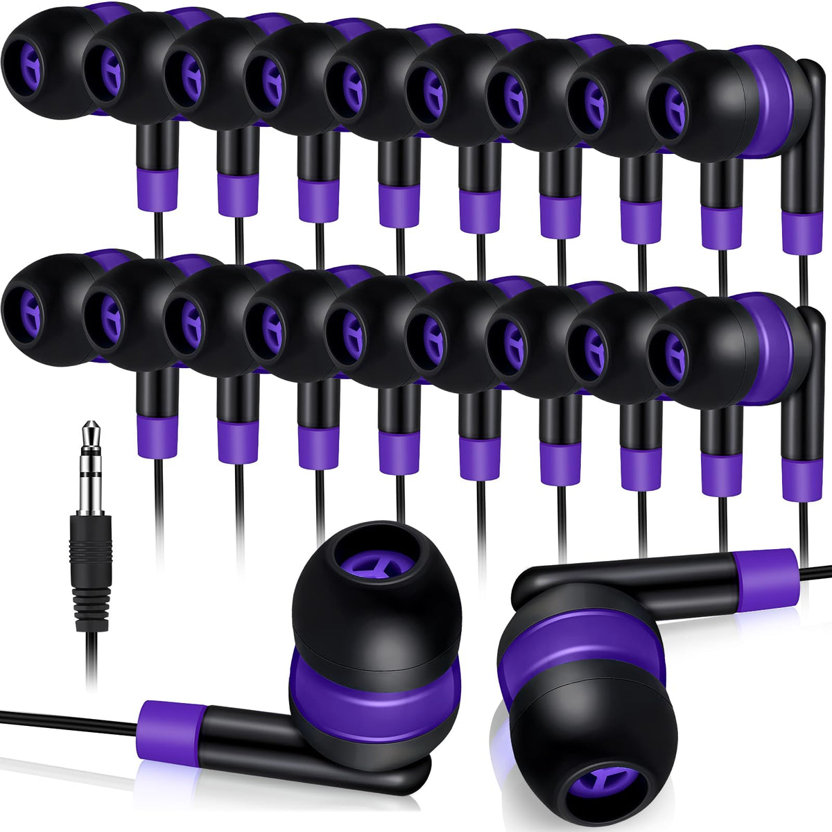 Kanayu 100 Pack Wired Earbuds Bulk for Classroom, No Mic 3.5mm, Yellow