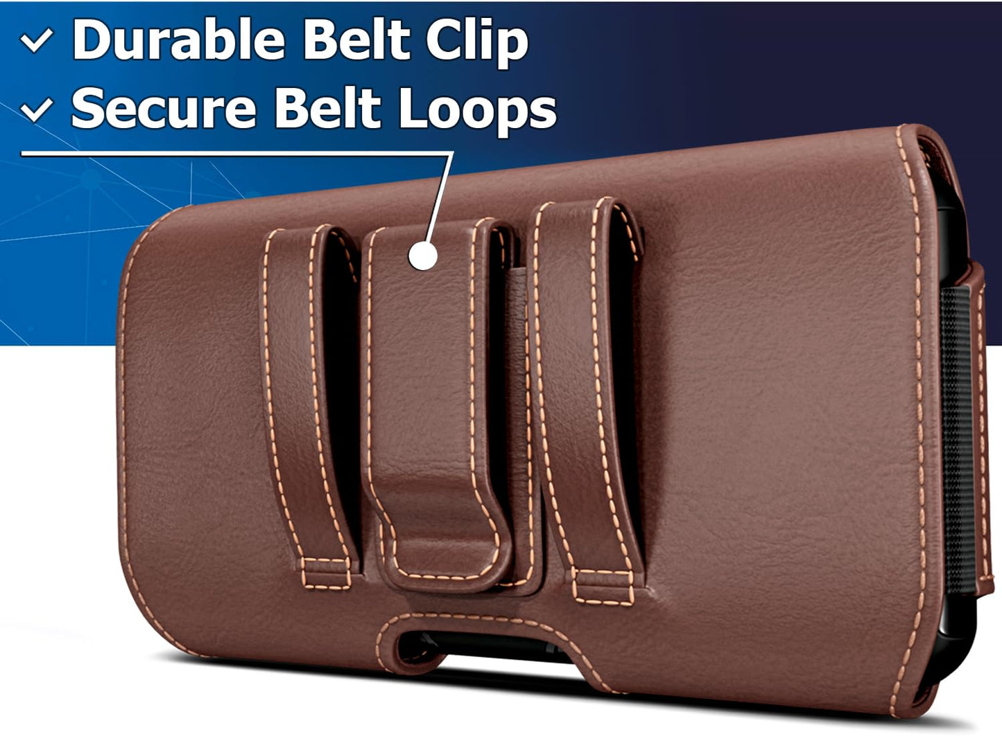 DeBin Case for Galaxy A15 A16 A17 A25 A35 A55 A54 A53 A52 A20 Note 20 10+ S25 FE S24 FE S23 FE, Cell Phone Belt Holder Holster Clip Pouch Cover (Fits Samsung Phone with Otterbox Case) Brown