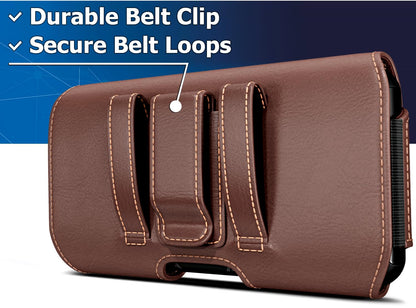 DeBin Case for Galaxy A15 A16 A17 A25 A35 A55 A54 A53 A52 A20 Note 20 10+ S25 FE S24 FE S23 FE, Cell Phone Belt Holder Holster Clip Pouch Cover (Fits Samsung Phone with Otterbox Case) Brown