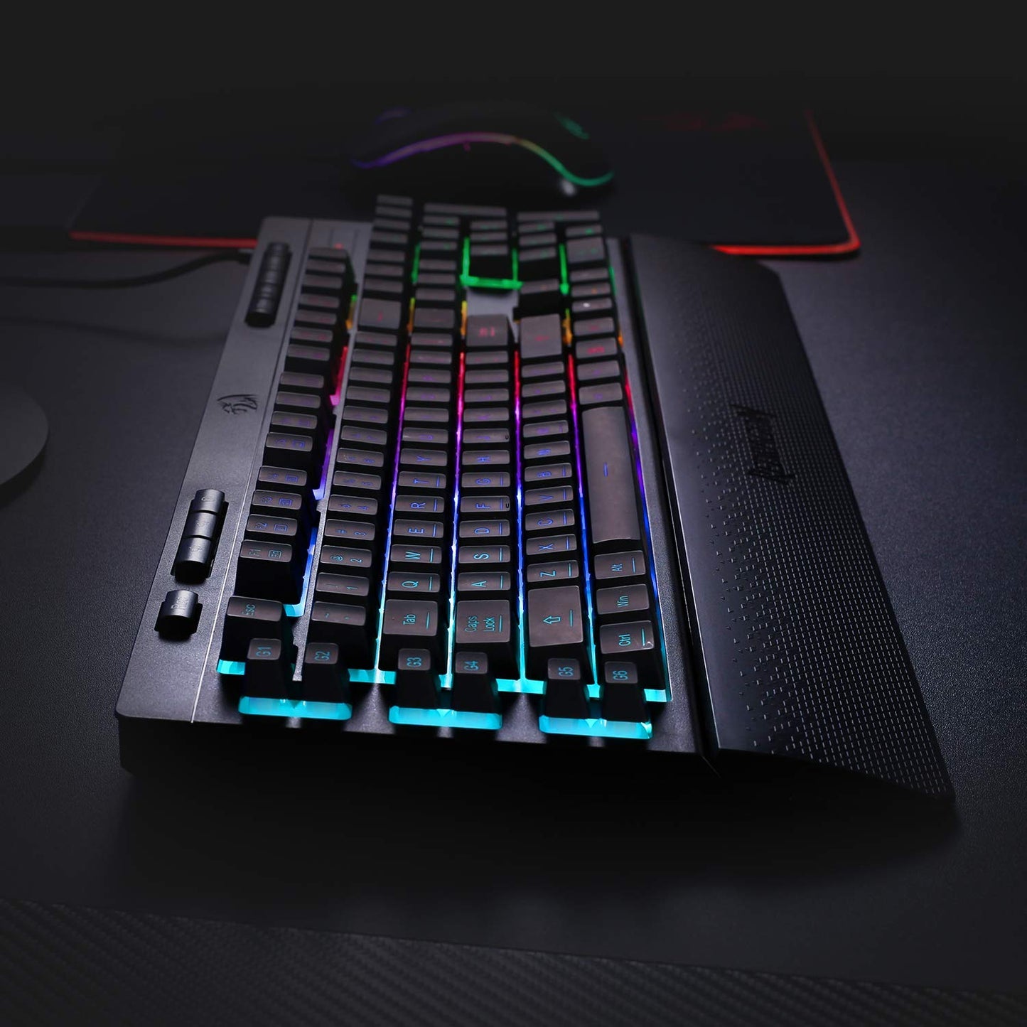 Redragon K512 RGB Membrane Gaming Keyboard, 6 Macro Keys & Easy Media Wheel