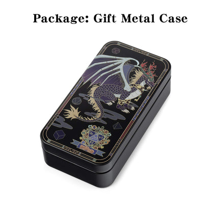 DnDnD Ancient Design Dice, 7PCS Brass DND Metal Dice with Metal Box for Table Games Dungeons and Dragons D&D