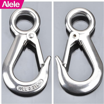 Alele Grab Hooks, 440 Pounds Slip Hooks,Stainless Steel Lifting Hook Rigging Accessory,4 Pack