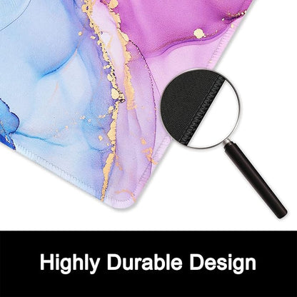 ITNRSIIET Mouse Pad with Stitched Edge Premium Textured Smooth Precise Operation Waterproof Washable Non-Slip Rubber Base Desktop Protection Mat, 10.2×8.3×0.12 inches, Blue Purple Marble Art