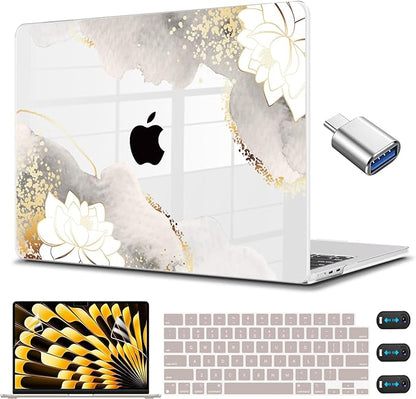 CISSOOK Compatible with MacBook Pro 14 inch Case 2024 2023-2021 Release Model: M4 A3112 A3185 A3401 M3 A2992 A2918 M2 A2779 A2442 M1 Pro/Max, Lotus Hard Shell Case for MacBook Pro 14 with Touch ID
