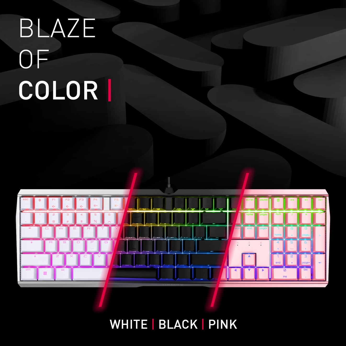 Cherry MX 3.0S, Wired Mechanical Gaming Keyboard, Robust Aluminum Housing, RGB-Lighting, Full Key Rollover, Anti Ghosting, MX2A Silent RED Switches, White