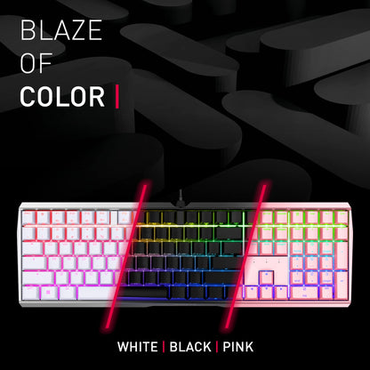 Cherry MX 3.0S, Wired Mechanical Gaming Keyboard, Robust Aluminum Housing, RGB-Lighting, Full Key Rollover, Anti Ghosting, MX2A Silent RED Switches, White