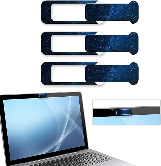 Webcam Cover, 3 Pieces, Laptop Camera Cover, Privacy Shielding Capacity is Twice as Big as The Traditional, Suitable for Computer Mobile Phones, laptops, Tablets and so on (The Starry Sky)