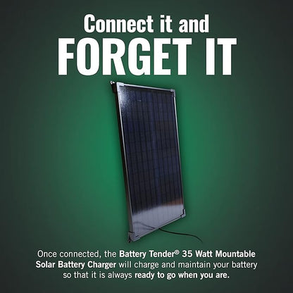 Battery Tender 35 Watt Solar Panel 12V Battery Charger with Charge Controller - IP67 Weatherproof - Mountable Smart Charger - 021-1174