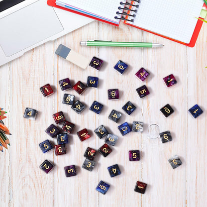 Poen 40 Pcs 16mm Dice Set Bulk, 6 Sided Standard Colored Dices with Numbers, D6 Polyhedral Games Dice for Board Games, Parties (Glitter Color)
