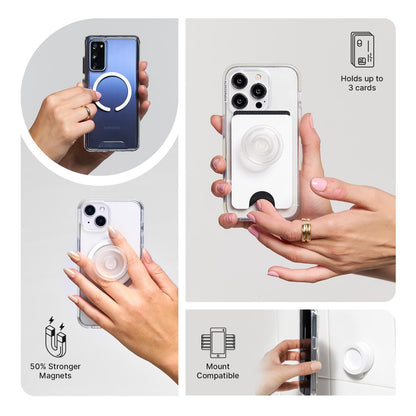 PopSockets Phone Grip for MagSafe, Magnetic Holder, Phone Stand, Black - Alum Triangle Knurled Black