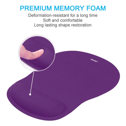 TECKNET 2 Pack Gaming Ergonomic Mouse Pad with Wrist Support Purple
