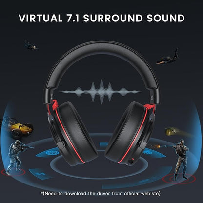 EKSA E900 Pro USB Gaming Headset for PC - Computer Headset with Detachable Noise Cancelling Mic, 7.1 Surround Sound, 50MM Driver - Headphones with Microphone for PS4/PS5, Xbox One, Laptop, Office