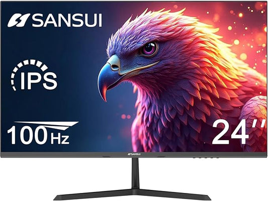 SANSUI 24 Inch 100Hz Monitor, IPS Display Computer Monitor, VESA Mount with HDMI Inputs, FHD Monitor for Home Office (HDMI Cable Included)