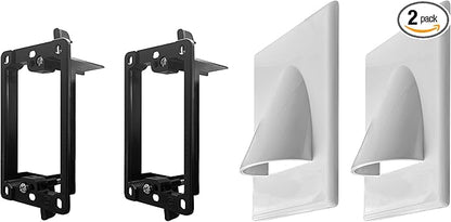 2 Pack Wall Plate Cable Pass Through with Bracket - In Wall Cable Management Kit - Snap ON Wall Plate with Single Gang Low Voltage Mounting Bracket - Decorator Cover for Low Voltage Cables