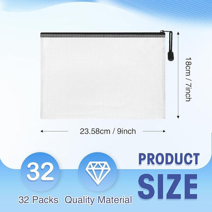 Jetec 32 Pcs Mesh Zipper Bags Toy Storage Bikini Organizer Bag Bolsas Para Guardar Trajes De Baño Waterproof Zipper Reusable Pouch Puzzle Multipurpose for Storage Office(Black,9 x 7 Inch)