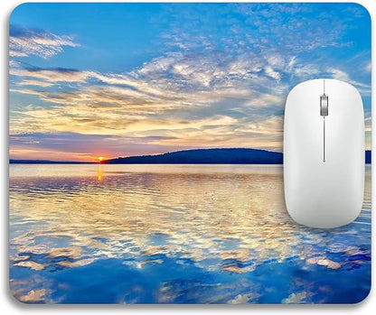 Beautiful Lake and Mountains at Sunset Mouse Pad Mat Rectangle Non-Slip Rubber Base Computer Mousepad