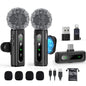 GoorDik Wireless Lavalier Microphone for iPhone, Android, USB C, PC, Camera Video Recording 4 in 1 Clip-on Mics with Rotatable Clip&Denoise Recording, for Vlog Tiktok YouTube Podcast Content Creator