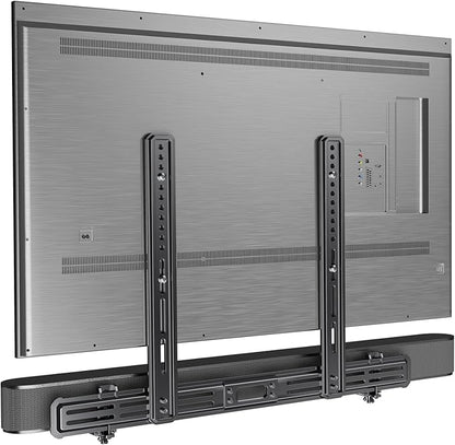 Perlegear Soundbar Mount, Sound Bar Mount with Holes/Without Holes, Sound Bar Mounts Under TV up to 15 lbs, Non-Slip Base Holder Extends 3.5” to 6”, Attach Speaker to TV or Wall