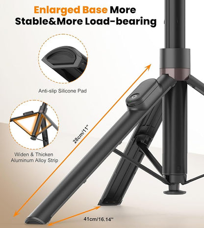 TONEOF 70" Automatic Phone Tripod with Magnetic Rechargable Remote,Selfie Stick 360° Vertical & Horizontal Rotatable,Stable for iPhone/Android(Black)