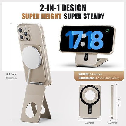 IST IDEA for Magsafe Tripod, Tripod for iPhone Lightweight Aluminum Alloy & Angle Adjustment & Strong Magnets iPhone Tripod Stand Compatible with 17/16/15/14/13/12 (Included Metal Ring)