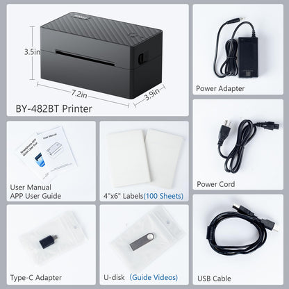 PEDOOLO Label Printer, 4x6 Shipping Label Thermal Printer for Packages, Bluetooth Conection and Compatible with Android, iPhone, Windows, Mac, Chromebook, Amazon, UPS, USPS, FedEx, Shopify