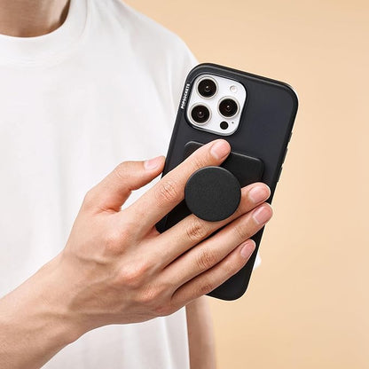 PopSockets Phone Wallet with Expanding Kickstand, Phone Card Holder - Black