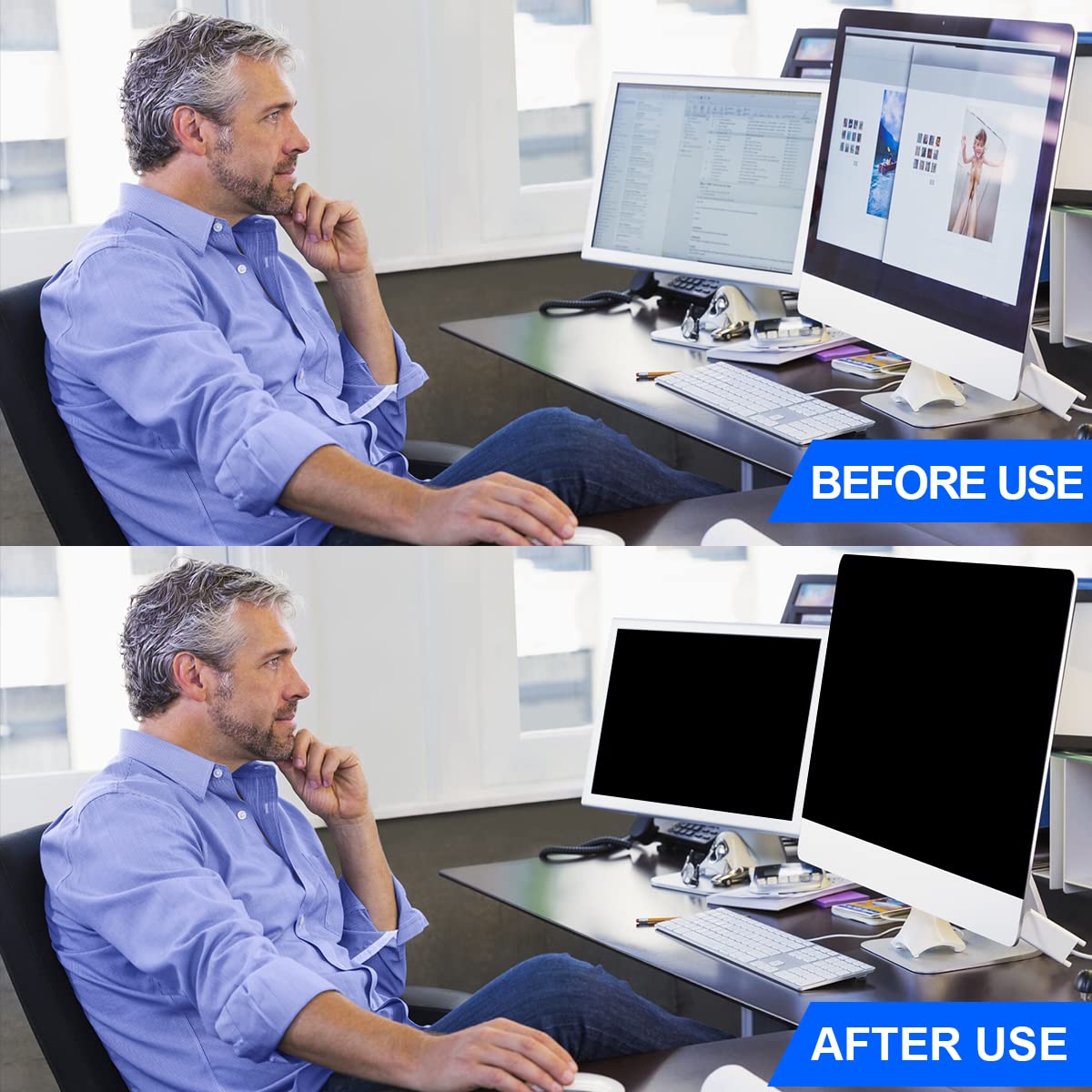 GUDTEKE Computer Privacy Screen Filter 24" Hanging Privacy Screen Protector Compatible Widescreen Computer Monitor with Aspect Ratio 16:9,Anti-Glare Privacy Screen Protector for 23.6" 23.8" Monitor