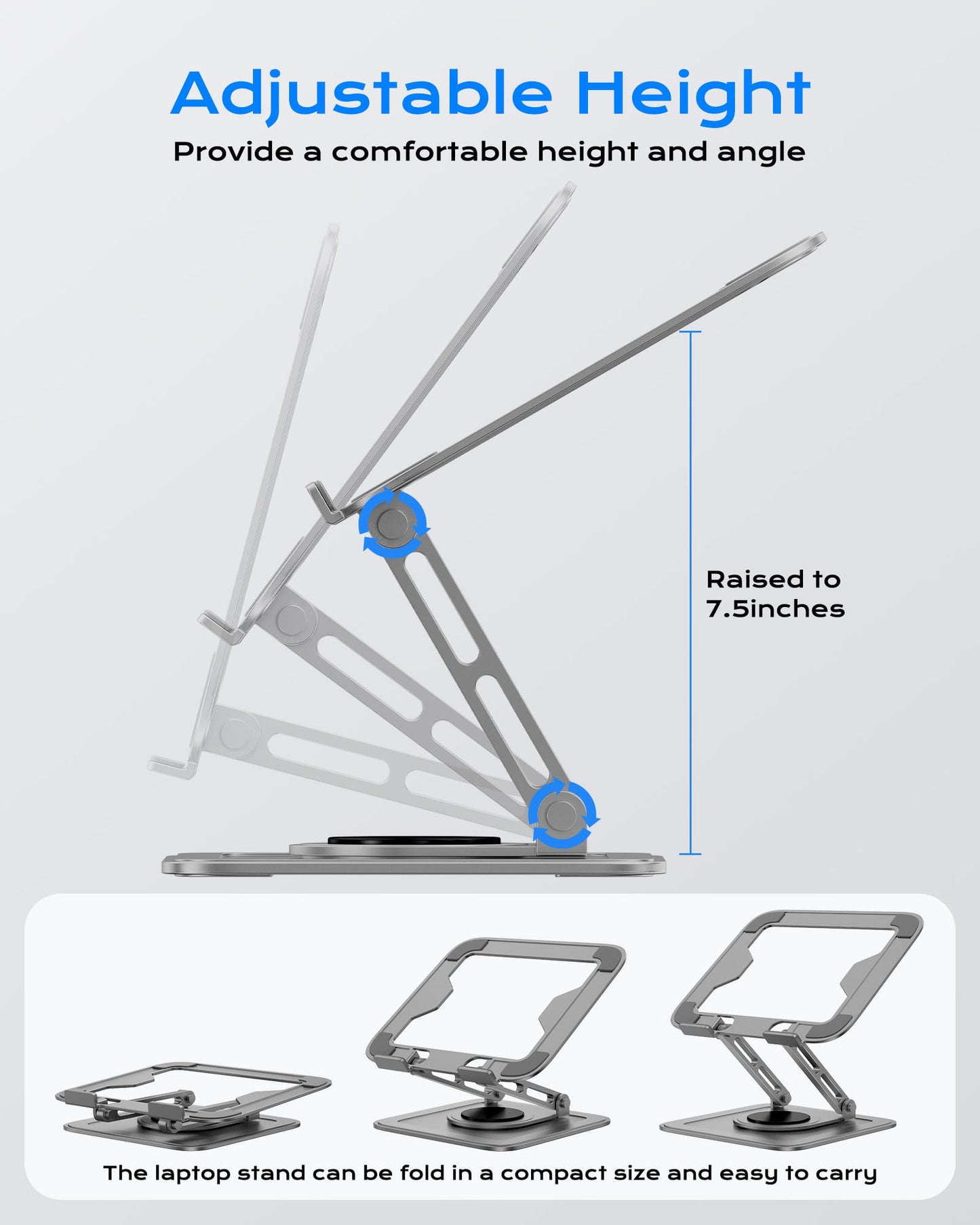 LOXP Adjustable Laptop Stand for Desk with 360 Base