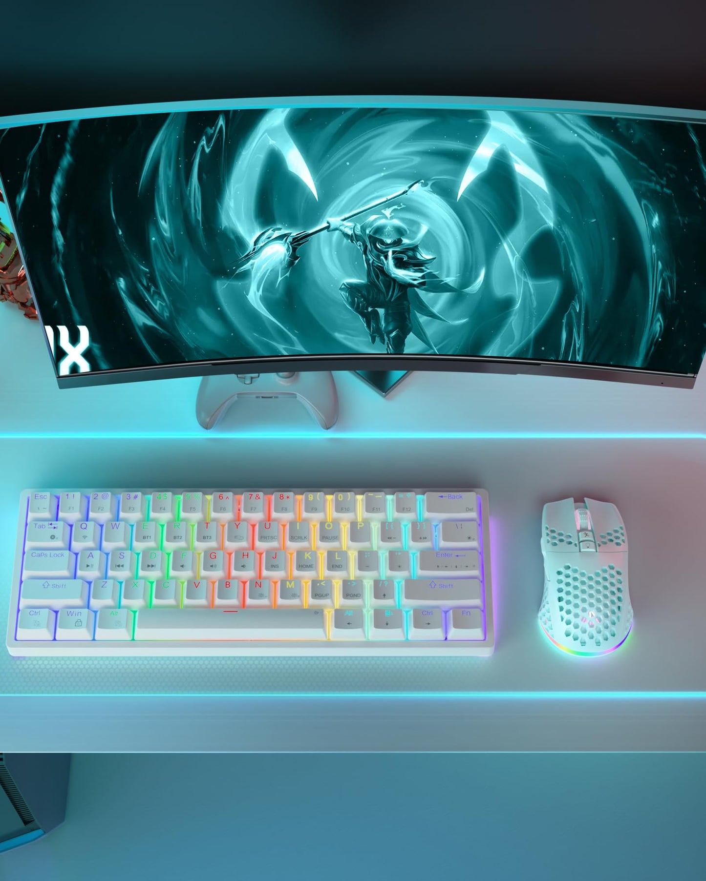 SOLAKAKA SM600 Honeycomb Shell Gaming Mouse Wireless,8000 DPI Tri-Modes BT5.1/2.4G Wireless/Type-C Wired Gamer Mouse with 2 Side Buttons, Macro Programmable and RGB Light for PC/Mac/Laptop,Green