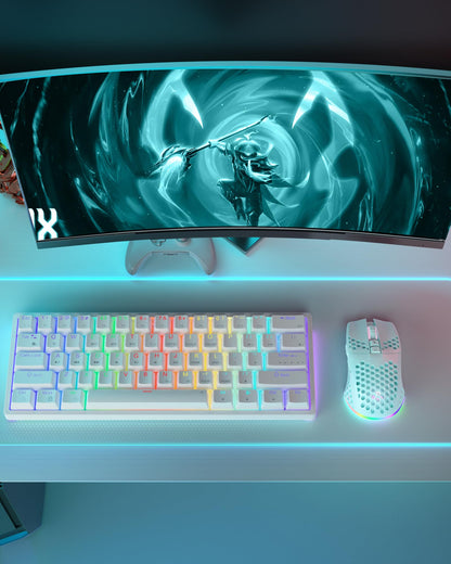 SOLAKAKA SM600 Honeycomb Shell Gaming Mouse Wireless,8000 DPI Tri-Modes BT5.1/2.4G Wireless/Type-C Wired Gamer Mouse with 2 Side Buttons, Macro Programmable and RGB Light for PC/Mac/Laptop,Green
