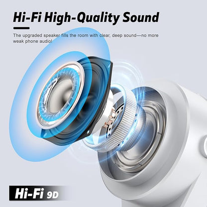 Wireless Induction Speaker, 4 in 1 Bluetooth Speaker Phone Stand with RGB Light, 360° Rotation Phone Holder Compatible with iPhone Android iPad Samsung Galaxy, Birthday Gift for Men Women