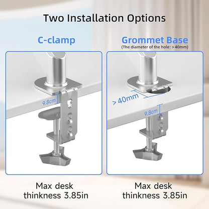 Suptek Ultrawide Monitor Arm Mount for 17 to 43 Inch Heavy Duty Curved Screen,Holds 28.6 lbs,Adjustable Gas Spring Monitor Arm Desk Mount Stand,75/100 Vesa Mount,Silver(MD71MS)