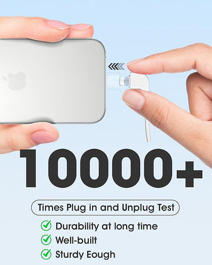 TG90° Portable Charger with Built-in Foldable AC Wall Plug and Cables,5000mAh Slim Power Bank USB C Battery Pack,3 Outputs Pocket Friendly Battery Charger Compatible with iPhone Android Smart Devices
