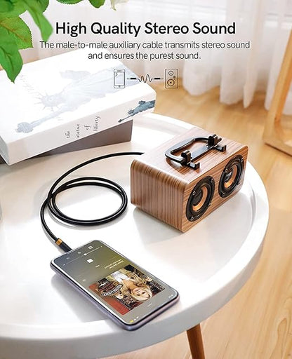 Wekuant Aux Cord, Audiophile 3.5mm Stereo Audio Cable [1m (3.2Feet), Silvered-Plated Copper core, Right Angle] Unbreakable and Great for Laptop, Tablets, Headphones, Cars and More.