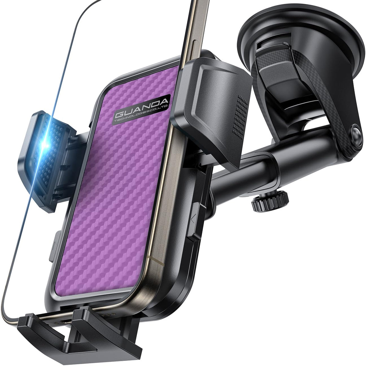 Air Vent Car Phone Holder, Adjustable Wide Clamp, Metal Hook, Anti-Shake