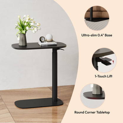 SANODESK 24''Pneumatic Adjustable Overbed Bedside Table with Hidden Casters