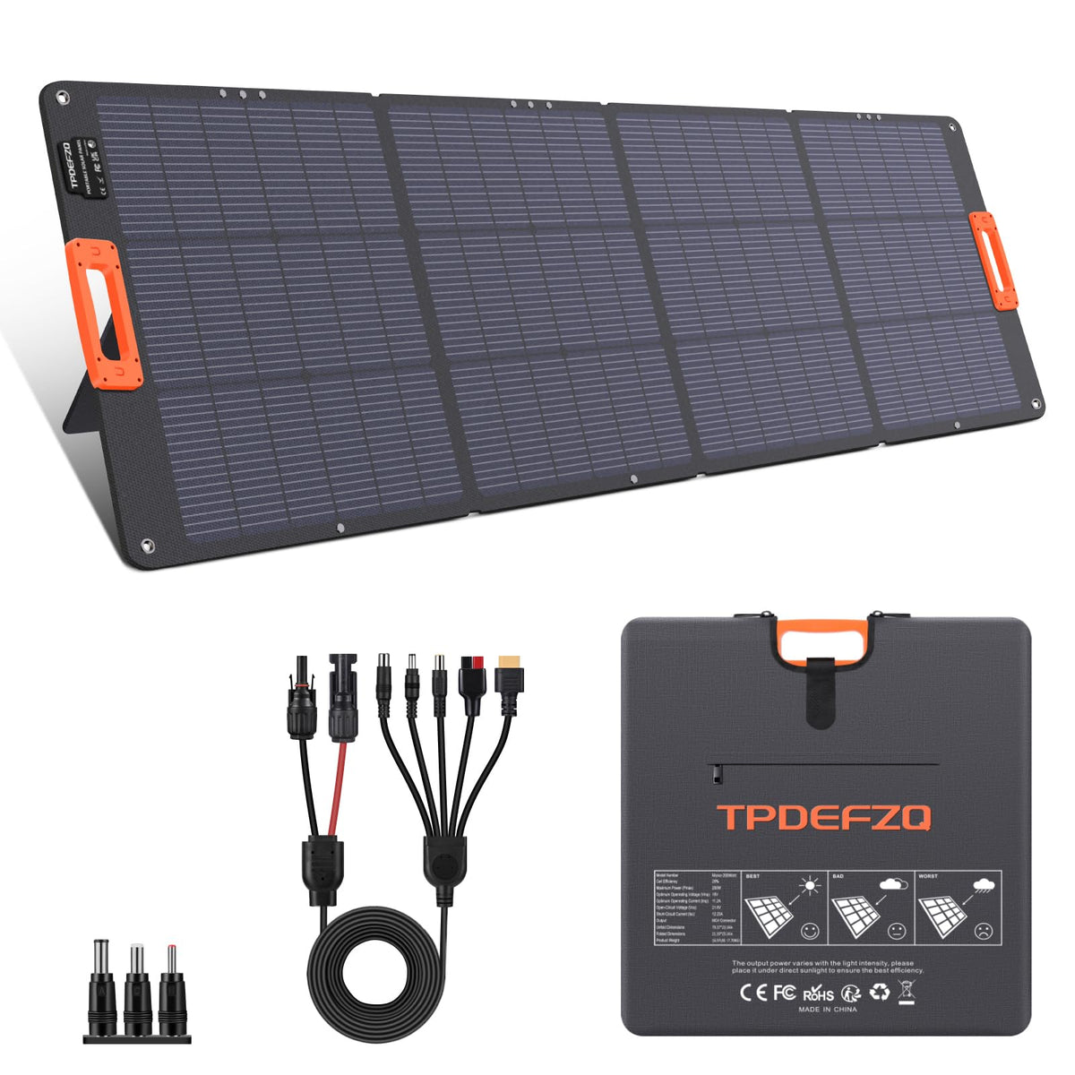 TPDEFZQ N-Type 16BB 200W Portable Solar Panel for Power Station ETFE Foldable Solar Panel High 25% Efficiency IP68 Waterproof Solar Panels Kit for Outdoor Camping RV Backuot