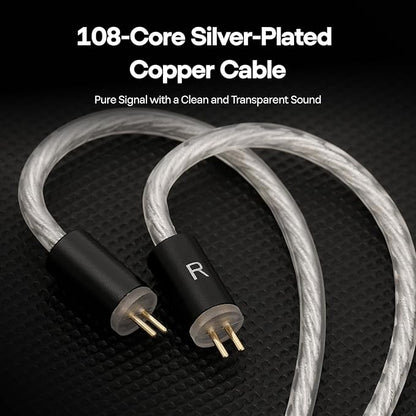Linsoul Kefine Klean in Ear Monitor,10mm DLC Diaphragm Dynamic Driver HiFi Earphones,Wired Gaming Earbuds,Replaceable Nozzles,Detachable Silver-Plated Cable for Audiophile (No Mic 3.5mm, Black)