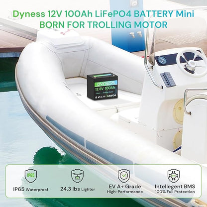 12V 100Ah Mini LiFePO4 Battery 4 Pack Group 24, 12 Volt Deep Cycle Lithium Battery with 100A BMS, Low-Temp Protection & 10 Years Lifespan for RV, Boat, Trolling Motor, Solar Off-Grid, Golf Cart