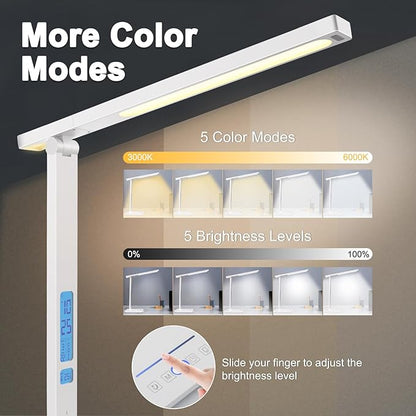 10 in 1 Smart Desk Lamp Led, Desk Light for Colleage Drom Room Office, Eye-Caring Table Lamp with Night Light, Lamp for Desk with 10W Wireless Charger, Dimmable Touch Lamp, Birthday Gifts for Women