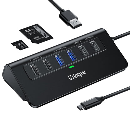 USB C Hub, intpw 9-in-1 USB Multiport Adapter with 4K HDMI, PD 100W, USB-C and 2 USB A 3.0 5Gbps, 2 USB A 2.0, SD/TF Slots for MacBook Pro/Air, iPad Pro, iPhone 15/16 Series