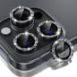 Choiche Compatible for iPhone 16 Pro/iPhone 16 Pro Max Camera Lens Protector Bling, 9H Tempered Glass Camera Cover Screen Protector Metal Ring Decoration Accessories (Glitter-Black)